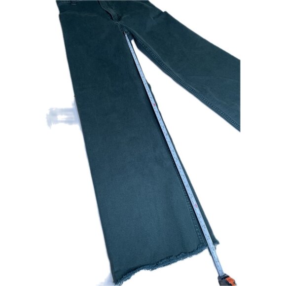 Zara The Marine Straight Pants Wide-leg High-rise Green 0 XS Raw Ham - Picture 5 of 8